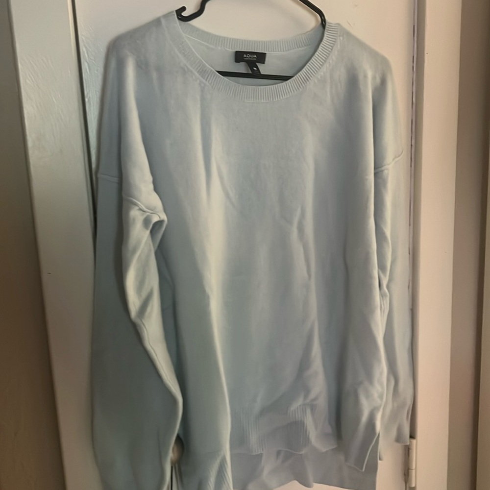 Bloomingdale’s Aqua cashmere sweater size large in light blue